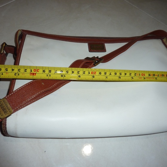 Vintage Ferre Handbag | WHITE with Brown trim Crossbody Messenger Bag-tote 80s - Picture 14 of 14